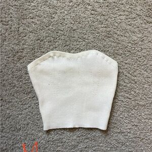 White Ribbed Knit Tube Top